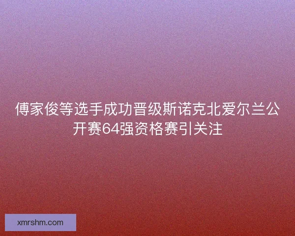傅家俊等选手成功晋级斯诺克北爱尔兰公开赛64强资格赛引关注